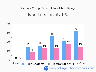 Denmark College 2024 Student Population by Age chart