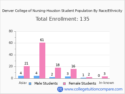 Denver College of Nursing-Houston 2025 Student Population by Gender and Race chart