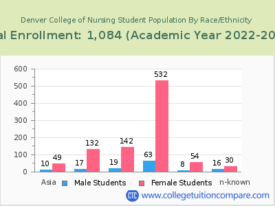 Denver College of Nursing 2023 Student Population by Gender and Race chart