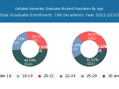 DeSales University 2023 Graduate Enrollment Age Diversity Pie chart