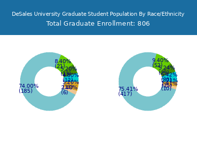 DeSales University 2025 Graduate Enrollment by Gender and Race chart