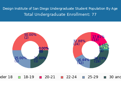 Design Institute of San Diego 2025 Undergraduate Enrollment Age Diversity Pie chart