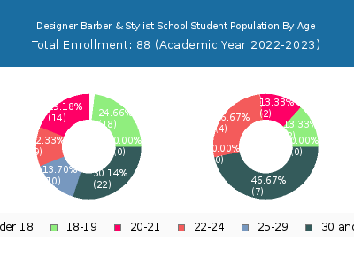 Designer Barber & Stylist School 2023 Student Population Age Diversity Pie chart