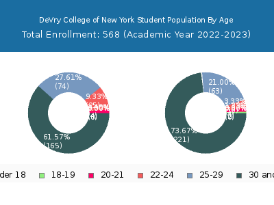 DeVry College of New York 2023 Student Population Age Diversity Pie chart