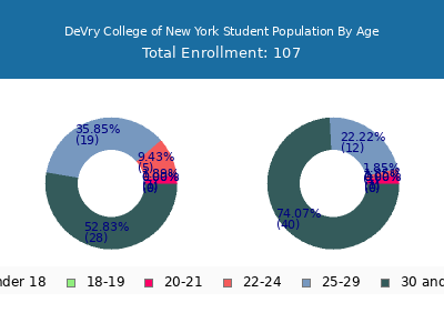 DeVry College of New York 2025 Student Population Age Diversity Pie chart