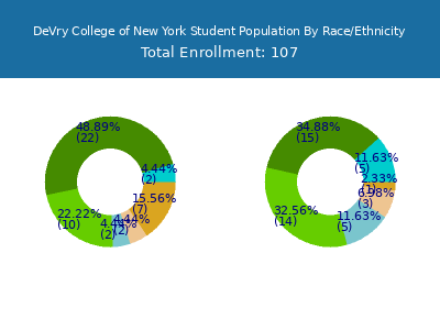 DeVry College of New York 2025 Student Population by Gender and Race chart