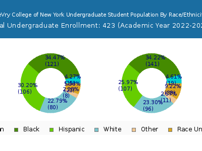DeVry College of New York 2023 Undergraduate Enrollment by Gender and Race chart
