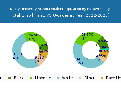 DeVry University-Arizona 2023 Student Population by Gender and Race chart