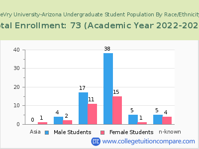 DeVry University-Arizona 2023 Undergraduate Enrollment by Gender and Race chart