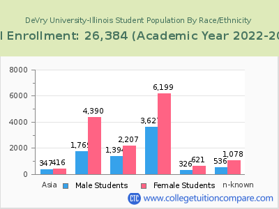 DeVry University-Illinois 2023 Student Population by Gender and Race chart