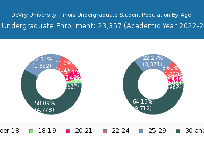 DeVry University-Illinois 2023 Undergraduate Enrollment Age Diversity Pie chart