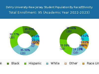 DeVry University-New Jersey 2023 Student Population by Gender and Race chart