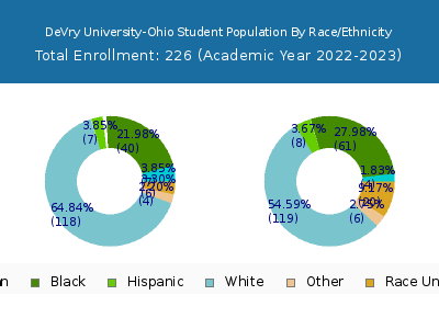 DeVry University-Ohio 2023 Student Population by Gender and Race chart