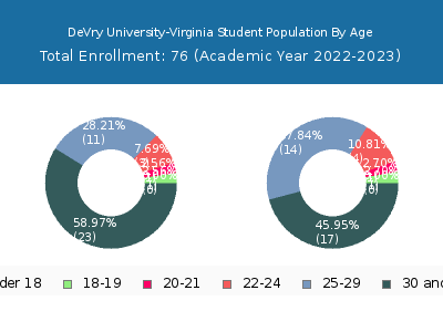 DeVry University-Virginia 2023 Student Population Age Diversity Pie chart