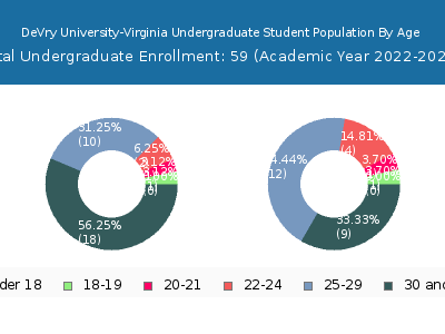 DeVry University-Virginia 2023 Undergraduate Enrollment Age Diversity Pie chart