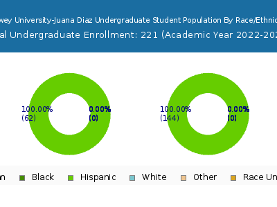 Dewey University-Juana Diaz 2023 Undergraduate Enrollment by Gender and Race chart