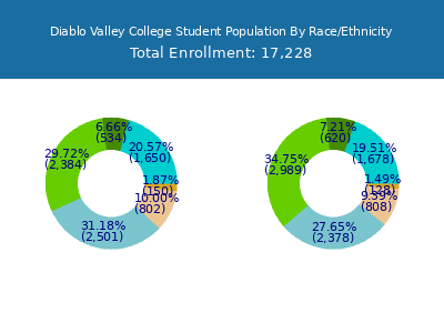 Diablo Valley College 2025 Student Population by Gender and Race chart