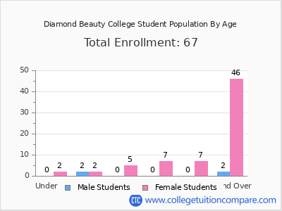 Diamond Beauty College 2024 Student Population by Age chart