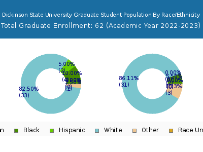 Dickinson State University 2023 Graduate Enrollment by Gender and Race chart