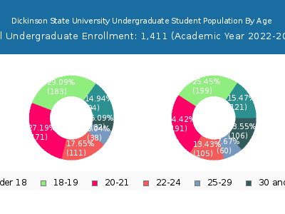 Dickinson State University 2023 Undergraduate Enrollment Age Diversity Pie chart
