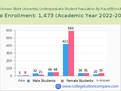 Dickinson State University 2023 Undergraduate Enrollment by Gender and Race chart