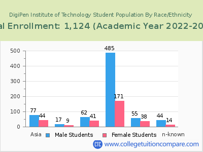 DigiPen Institute of Technology 2023 Student Population by Gender and Race chart
