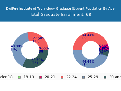 DigiPen Institute of Technology 2024 Graduate Enrollment Age Diversity Pie chart