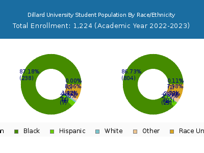 Dillard University 2023 Student Population by Gender and Race chart