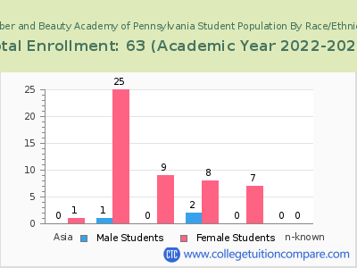 Barber and Beauty Academy of Pennsylvania 2023 Student Population by Gender and Race chart