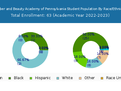 Barber and Beauty Academy of Pennsylvania 2023 Student Population by Gender and Race chart