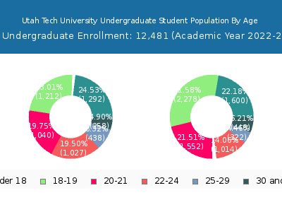 Utah Tech University 2023 Undergraduate Enrollment Age Diversity Pie chart