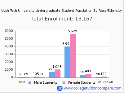 Utah Tech University 2025 Undergraduate Enrollment by Gender and Race chart