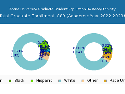 Doane University 2023 Graduate Enrollment by Gender and Race chart