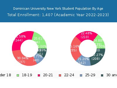 Dominican University New York 2023 Student Population Age Diversity Pie chart