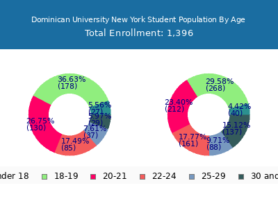 Dominican University New York 2025 Student Population Age Diversity Pie chart