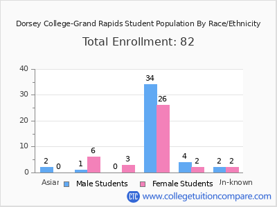 Dorsey College-Grand Rapids 2025 Student Population by Gender and Race chart
