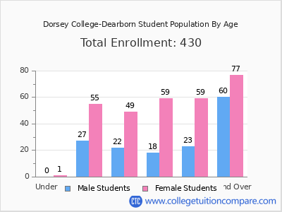 Dorsey College-Dearborn 2024 Student Population by Age chart