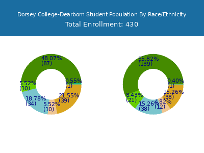 Dorsey College-Dearborn 2025 Student Population by Gender and Race chart