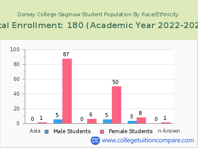 Dorsey College-Saginaw 2023 Student Population by Gender and Race chart