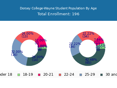 Dorsey College-Wayne 2024 Student Population Age Diversity Pie chart