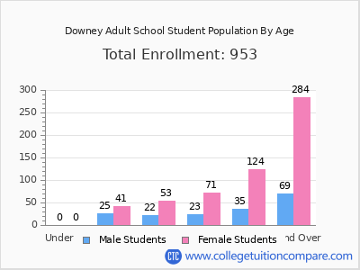 Downey Adult School 2024 Student Population by Age chart