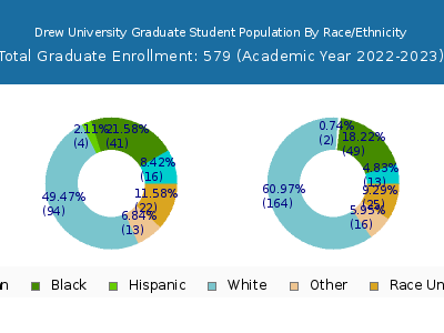 Drew University 2023 Graduate Enrollment by Gender and Race chart