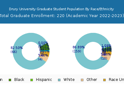 Drury University 2023 Graduate Enrollment by Gender and Race chart