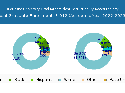 Duquesne University 2023 Graduate Enrollment by Gender and Race chart
