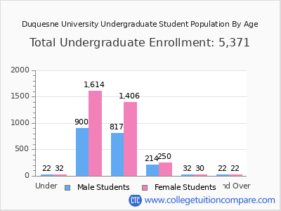 Duquesne University 2025 Undergraduate Enrollment by Age chart