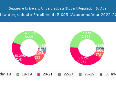 Duquesne University 2023 Undergraduate Enrollment Age Diversity Pie chart