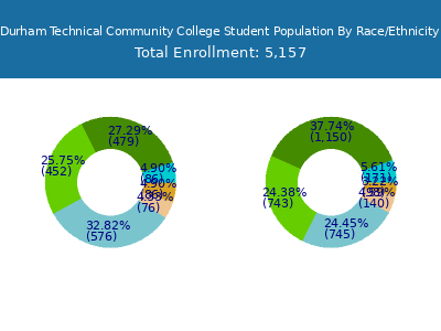 Durham Technical Community College 2025 Student Population by Gender and Race chart