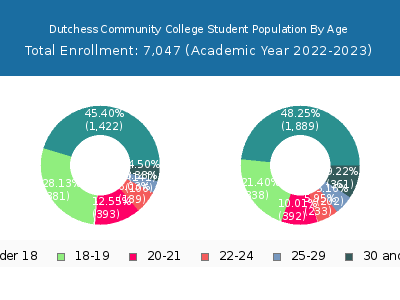 Dutchess Community College 2023 Student Population Age Diversity Pie chart