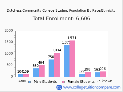 Dutchess Community College 2025 Student Population by Gender and Race chart