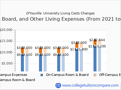 D'Youville  University 2025 room & board cost chart